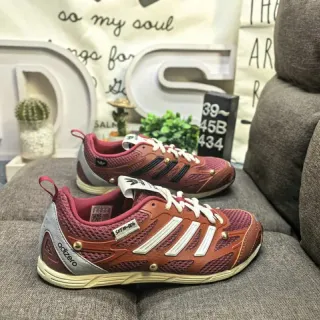 Adidas Red Silver Mesh Upper Synthetic Stripe Overlays Sneakers