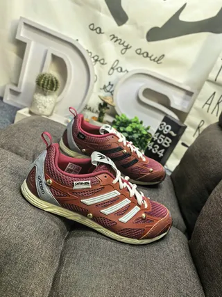 Adidas Red Silver Mesh Upper Synthetic Stripe Overlays Sneakers 9