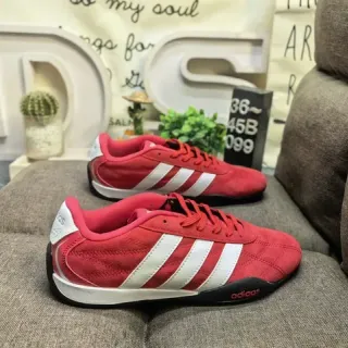 Adidas Red White Suede Upper Three-Stripe Side Panel Lifestyle Sneakers