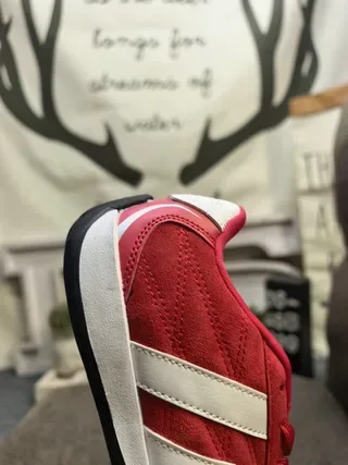 Adidas Red White Suede Upper Three-Stripe Side Panel Lifestyle Sneakers 3