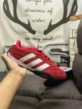 Adidas Red White Suede Upper Three-Stripe Side Panel Lifestyle Sneakers 5