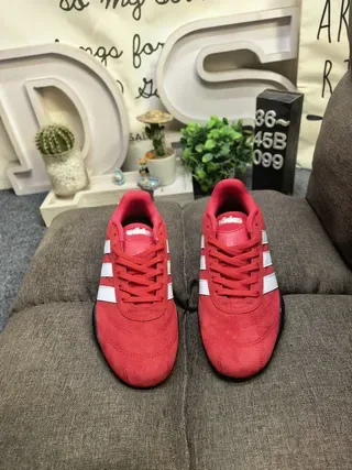 Adidas Red White Suede Upper Three-Stripe Side Panel Lifestyle Sneakers 10