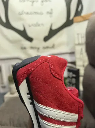 Adidas Red White Suede Upper Three-Stripe Side Panel Lifestyle Sneakers 3