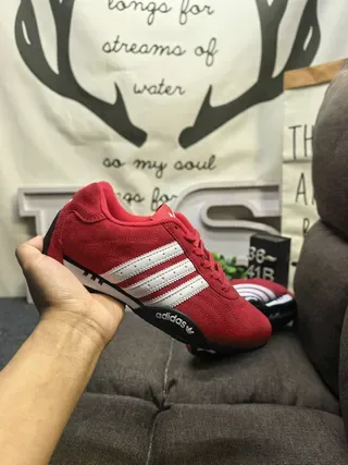 Adidas Red White Suede Upper Three-Stripe Side Panel Lifestyle Sneakers 5