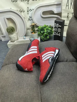 Adidas Red White Suede Upper Three-Stripe Side Panel Lifestyle Sneakers 6
