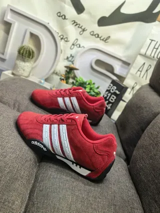 Adidas Red White Suede Upper Three-Stripe Side Panel Lifestyle Sneakers 7