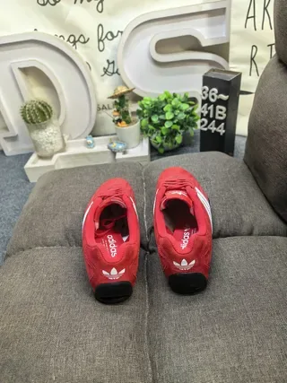 Adidas Red White Suede Upper Three-Stripe Side Panel Lifestyle Sneakers 8