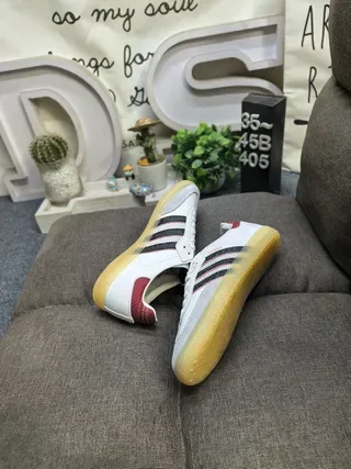 Adidas Red White Suede Upper Three-Stripe Side Panel Lifestyle Sneakers 6