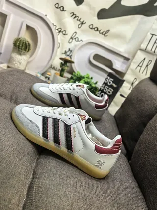 Adidas Red White Suede Upper Three-Stripe Side Panel Lifestyle Sneakers 7