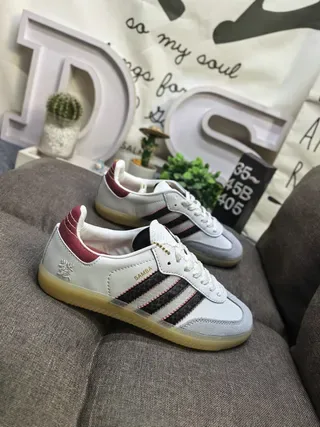 Adidas Red White Suede Upper Three-Stripe Side Panel Lifestyle Sneakers 9