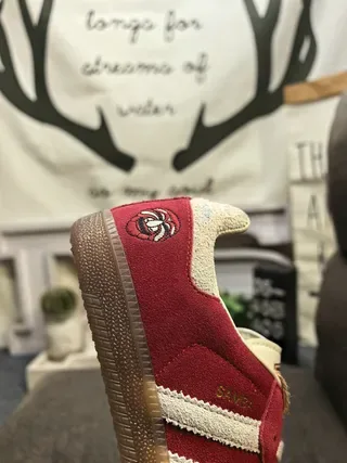 Adidas Red White Suede Upper Three-Stripe Side Panel Lifestyle Sneakers 23