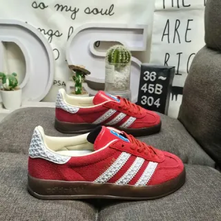 Adidas Red White Suede Upper Three Stripes Lifestyle Sneakers