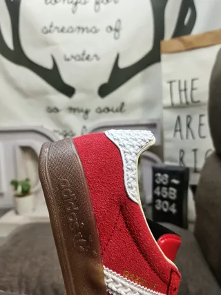 Adidas Red White Suede Upper Three Stripes Lifestyle Sneakers 3