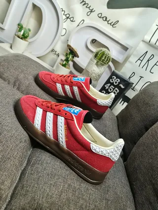 Adidas Red White Suede Upper Three Stripes Lifestyle Sneakers 7