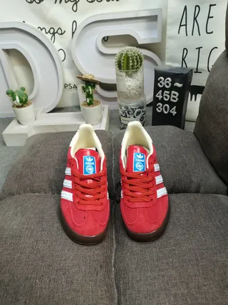Adidas Red White Suede Upper Three Stripes Lifestyle Sneakers 10