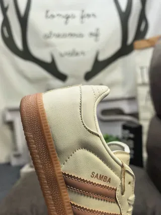 Adidas Samba Beige Brown Low-Top Leather Upper Lifestyle Sneakers 3