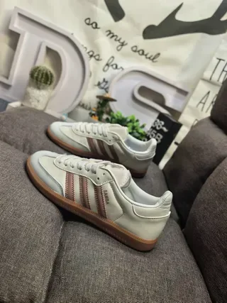 Adidas Samba Beige Brown Low-Top Leather Upper Lifestyle Sneakers 7