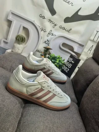 Adidas Samba Beige Brown Low-Top Leather Upper Lifestyle Sneakers 9