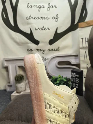 Adidas Samba Beige White Perforated Upper Open-Back Mule Casual Shoes 3