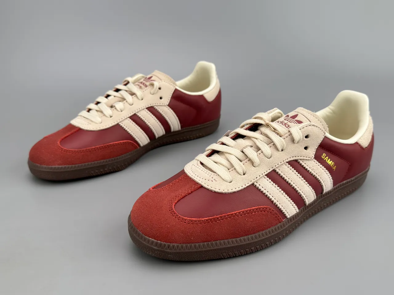 Adidas Samba Burgundy and Beige Lifestyle Sneakers 5