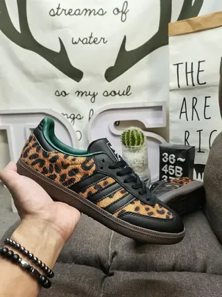 Adidas Samba Leopard Print Black Teal Lifestyle Sneakers 5
