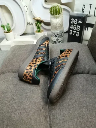 Adidas Samba Leopard Print Black Teal Lifestyle Sneakers 6