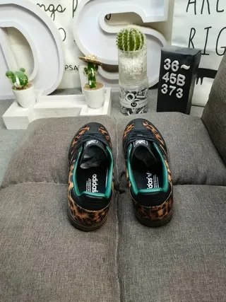 Adidas Samba Leopard Print Black Teal Lifestyle Sneakers 8