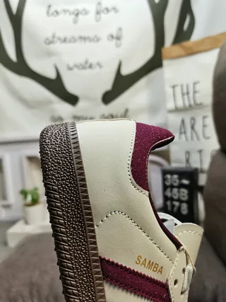 Adidas Samba Off-White and Burgundy Lifestyle Sneakers 3