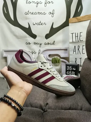 Adidas Samba Off-White and Burgundy Lifestyle Sneakers 5