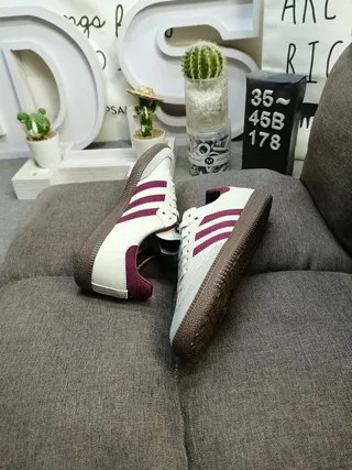 Adidas Samba Off-White and Burgundy Lifestyle Sneakers 6