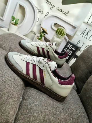 Adidas Samba Off-White and Burgundy Lifestyle Sneakers 7
