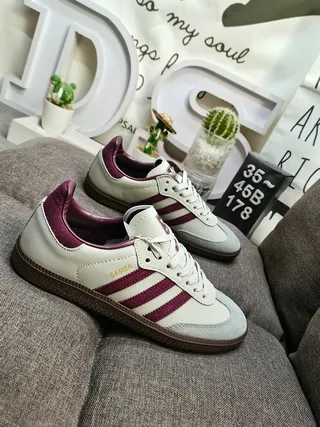 Adidas Samba Off-White and Burgundy Lifestyle Sneakers 9