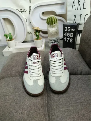 Adidas Samba Off-White and Burgundy Lifestyle Sneakers 10