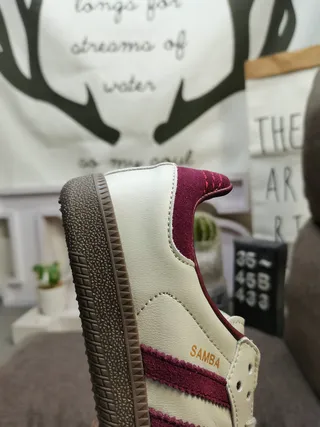 Adidas Samba Off-White and Burgundy Lifestyle Sneakers 3