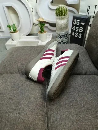 Adidas Samba Off-White and Burgundy Lifestyle Sneakers 6