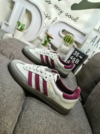 Adidas Samba Off-White and Burgundy Lifestyle Sneakers 7