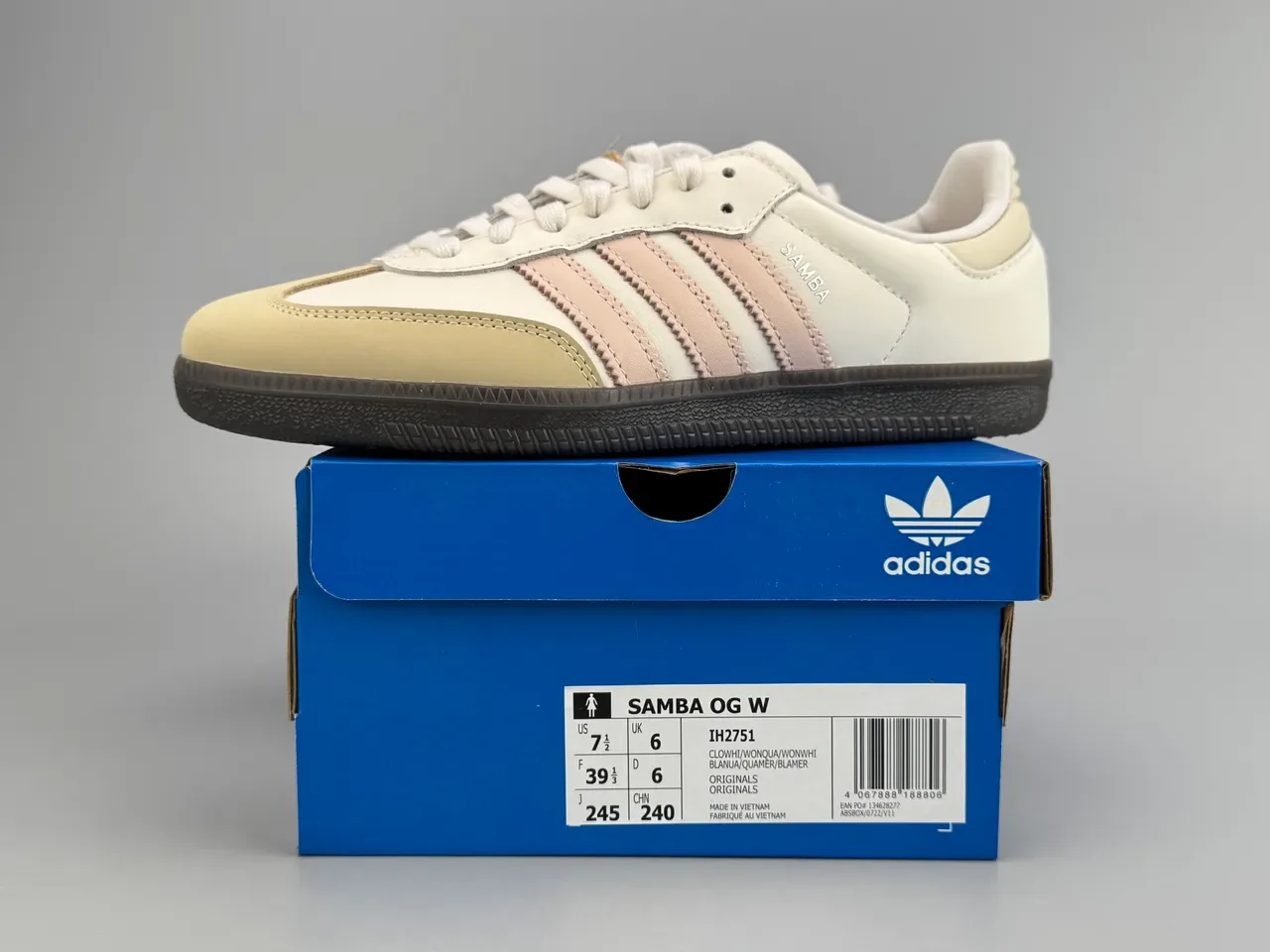 Adidas Samba Off-White and Pink Leather Lifestyle Sneakers 9