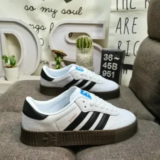 Adidas Samba सफेद काला भूरा जीवनशैली स्नीकर