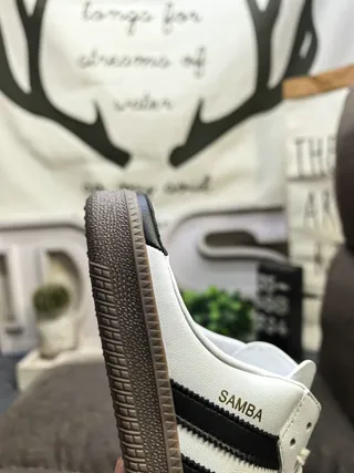 Adidas Samba White Black Gray Loafers 3