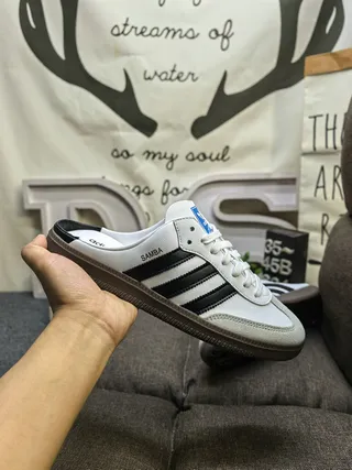 Adidas Samba White Black Gray Loafers 5