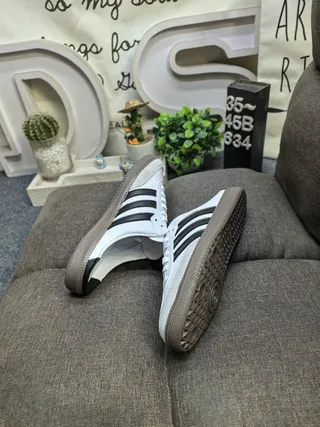 Adidas Samba White Black Gray Loafers 6
