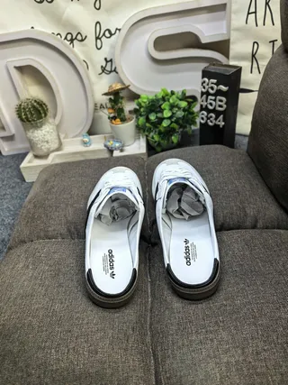 Adidas Samba White Black Gray Loafers 8