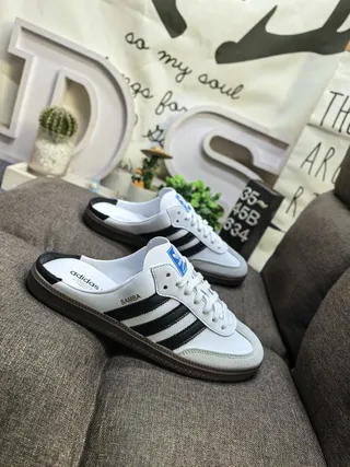 Adidas Samba White Black Gray Loafers 9