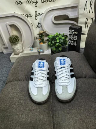 Adidas Samba White Black Gray Loafers 10