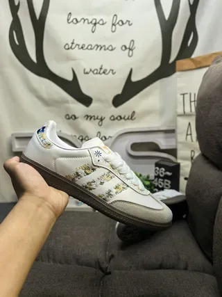 Adidas Samba White Black Low-Top Cupsole Suede-Like Upper Lifestyle Sneakers 5