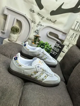Adidas Samba White Black Low-Top Cupsole Suede-Like Upper Lifestyle Sneakers 9