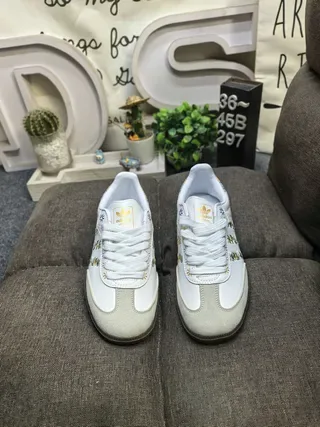 Adidas Samba White Black Low-Top Cupsole Suede-Like Upper Lifestyle Sneakers 10