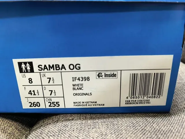 Adidas Samba White Black Low-Top Cupsole Suede-Like Upper Lifestyle Sneakers 22