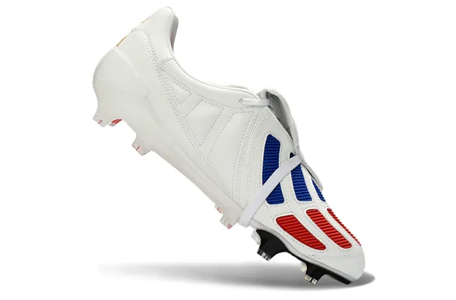 Adidas Silver Red Metallic Leather Upper Three White Stripes Firm-Ground Soccer Shoes 3