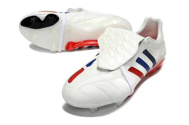 Adidas Silver Red Metallic Leather Upper Three White Stripes Firm-Ground Soccer Shoes 5